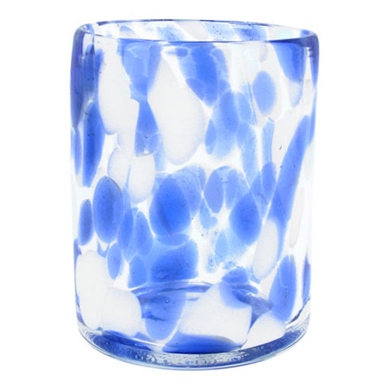 Gisela Graham Marbled Blue & White Glass Tumbler 81409 front