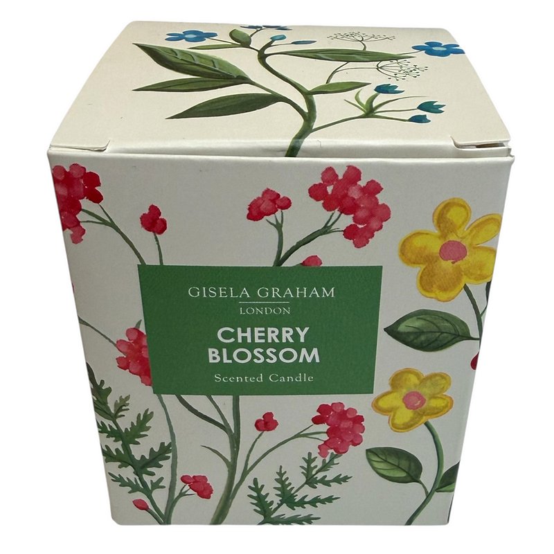 Gisela Graham Meadow Boxed Cherry Blossom Scented Candle Small 58079 tipped