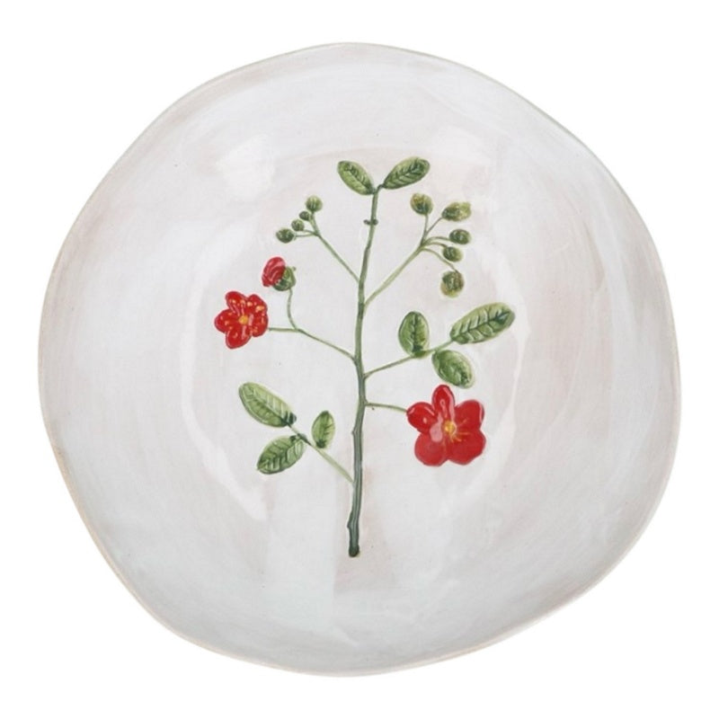 Gisela Graham Meadow Red Flower Stoneware Pasta Bowl 80254 top