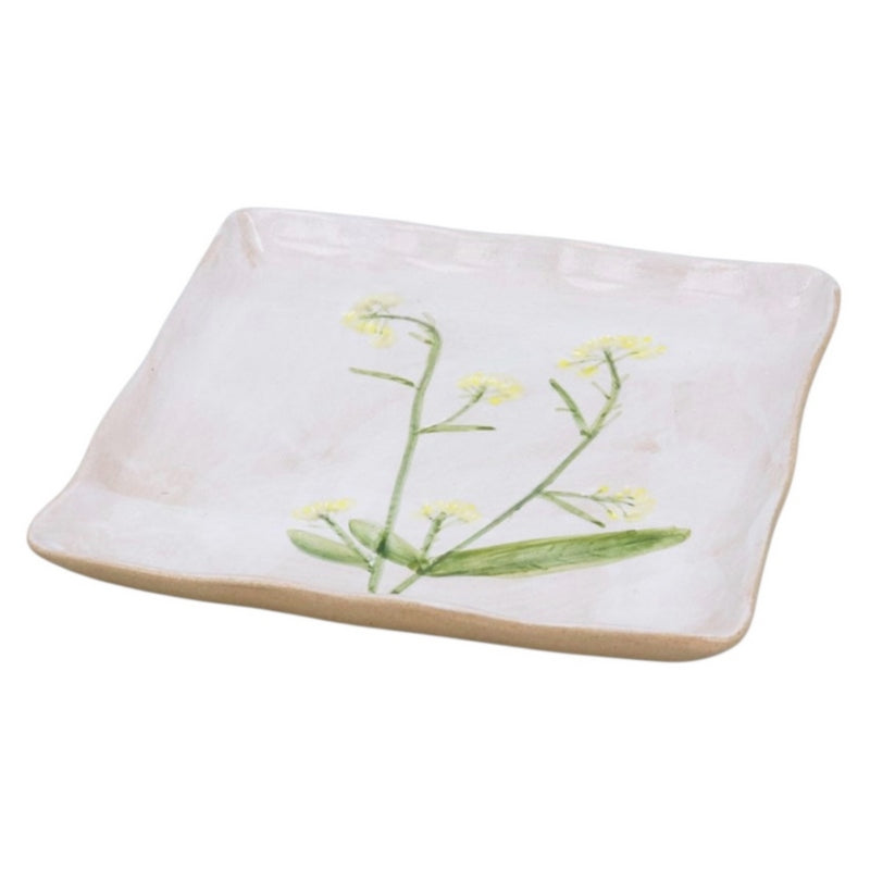 Gisela Graham Meadow Stoneware Square Side Plate 80259 angled