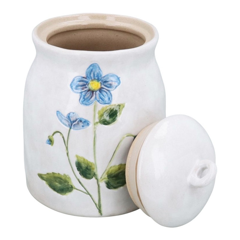 Gisela Graham Meadow Stoneware Storage Jar Medium 80272 open