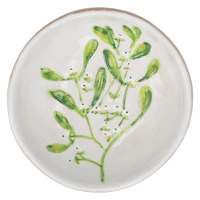 Gisela Graham Mistletoe Stoneware Bowl Small 39311 main