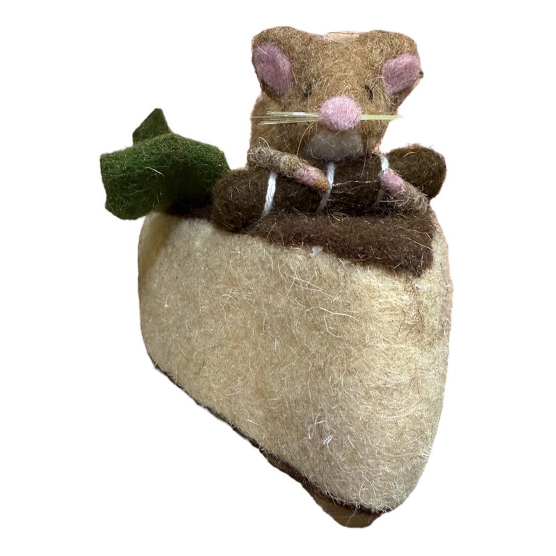 Gisela Graham Mixed Wool Mouse on Cake Slice 32752 front