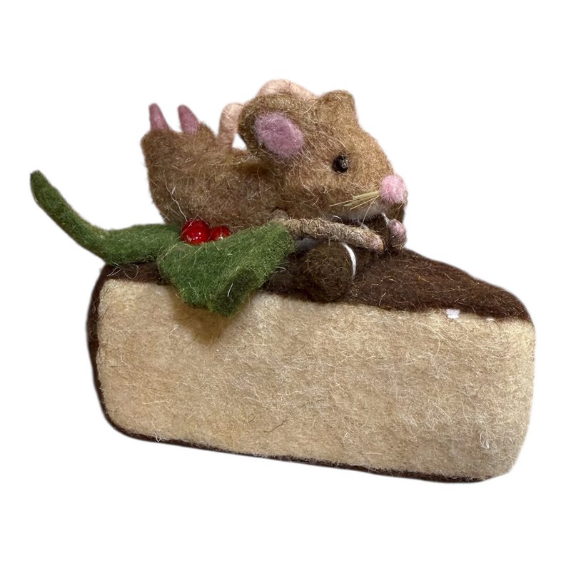 Gisela Graham Mixed Wool Mouse on Cake Slice 32752 side