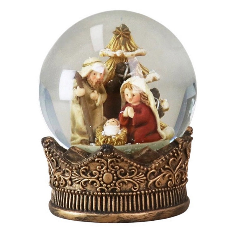 Gisela Graham Nativity in Gold Crown Snow Dome 30096 main