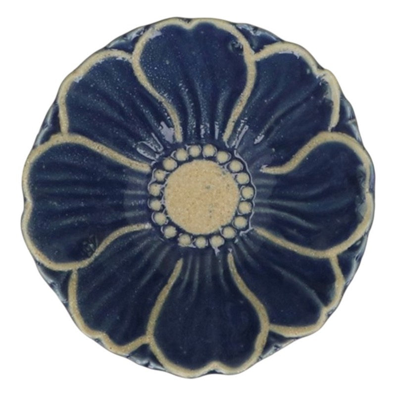 Gisela Graham Navy Stoneware Flower Mini Bowl 30765 main