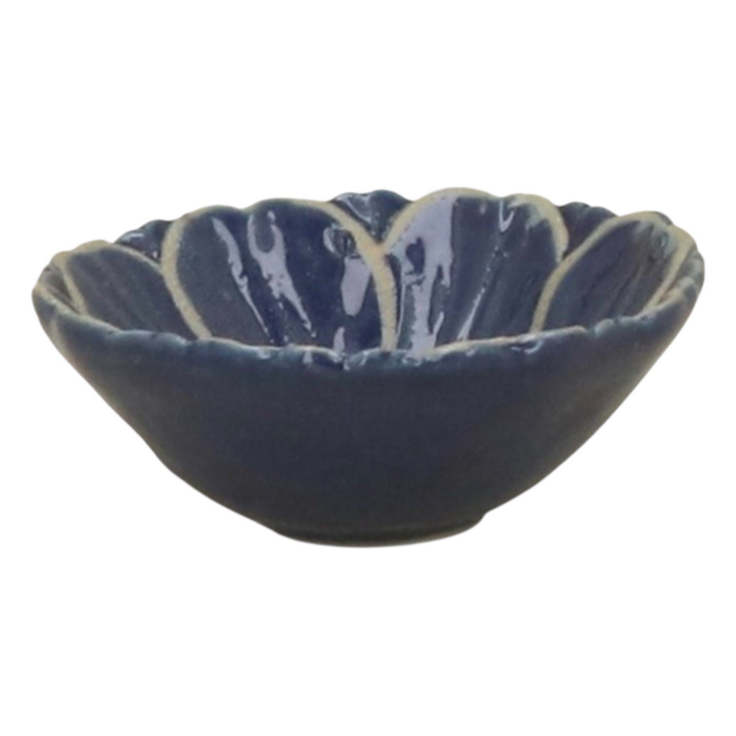 Gisela Graham Navy Stoneware Flower Mini Bowl 30765 side