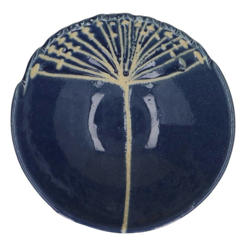 Gisela Graham Navy Stoneware Seed Head Bowl Small 30744 top