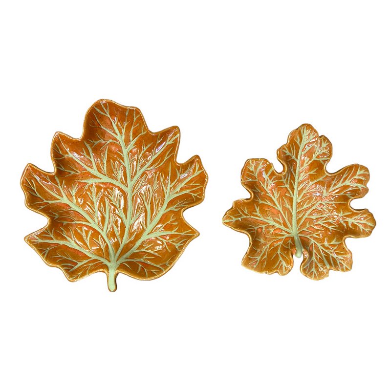 Gisela Graham Orange Earthenware Leaf Shape Dish selection