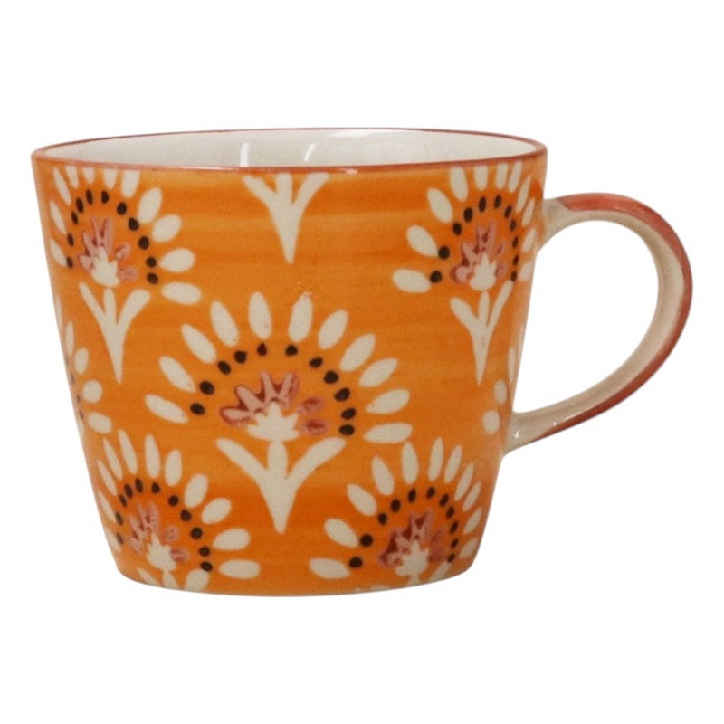 Gisela Graham Orange Fan Flower Stoneware Mug 38964 front