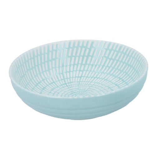 Gisela Graham Pale Blue Dashed Porcelain Round Trinket Dish 32930 large