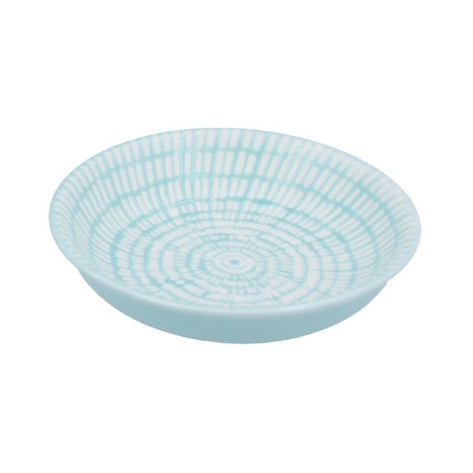 Gisela Graham Pale Blue Dashed Porcelain Round Trinket Dish 32930 small