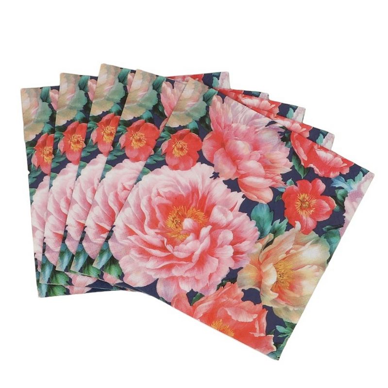 Gisela Graham Paper Napkins Midnight Peonies Pack of 20 32157