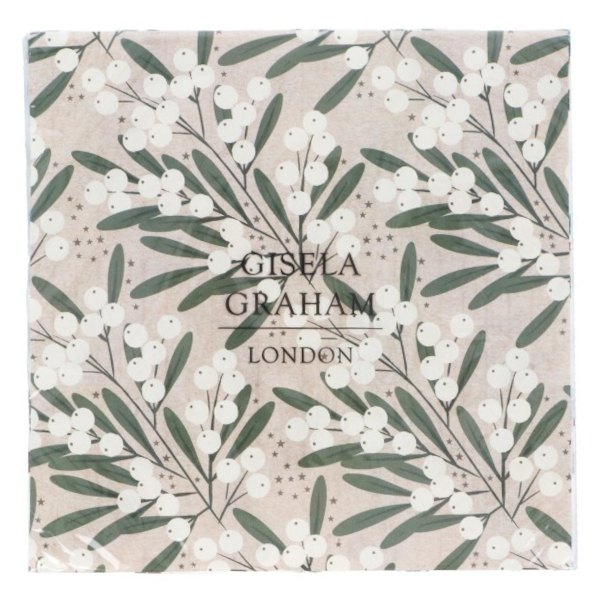 Gisela Graham Paper Napkins Mistletoe Ivory 36030 package