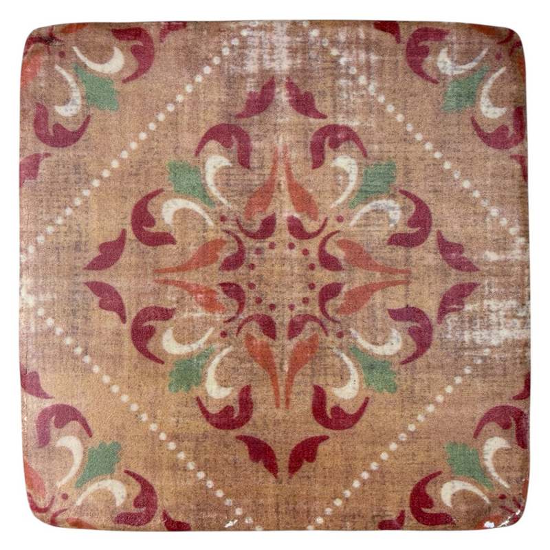 Gisela Graham Period Warm Mosaic Design Resin Coaster 37715 style 1