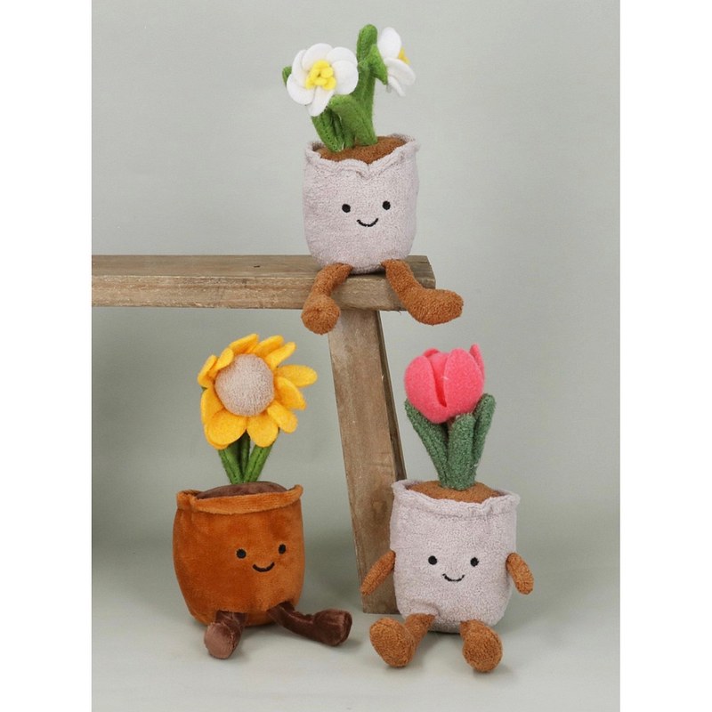 Gisela Graham Plush Potted Flowers Shelf Sitter 86065 lifestyle