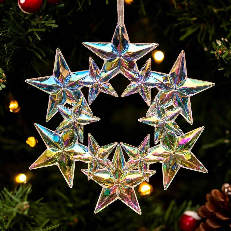 Gisela Graham Rainbow Acrylic Star Wreath Decoration 17609 lifestyle