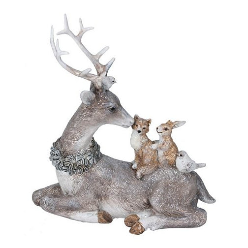 Gisela Graham Reclining Stag with Animal Friends 20493 main