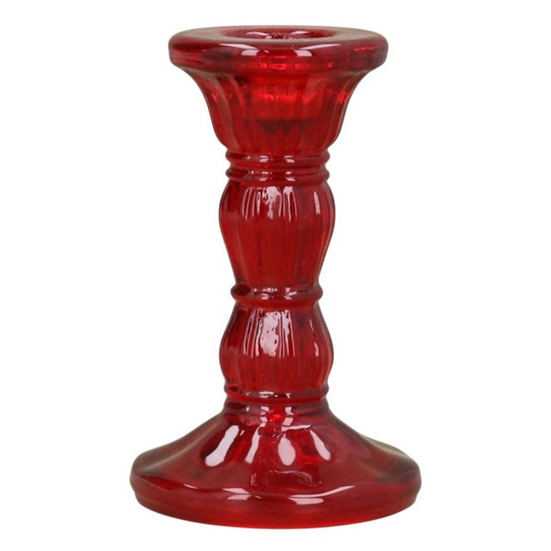 Gisela Graham Red Glass Moulded Candlestick Small 51384 main