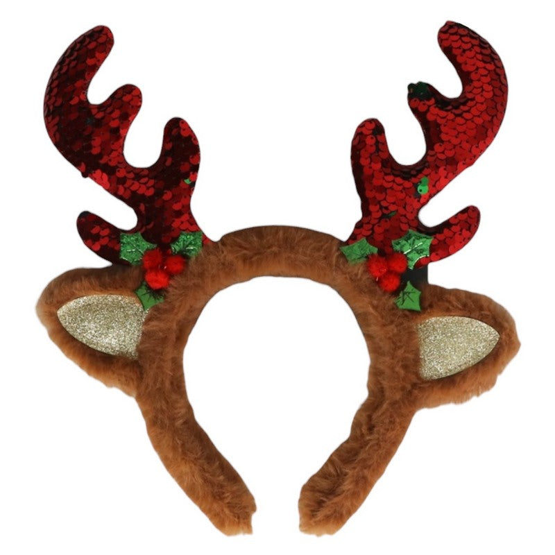 Gisela Graham Red Sequin Antlers Headband 36358 main