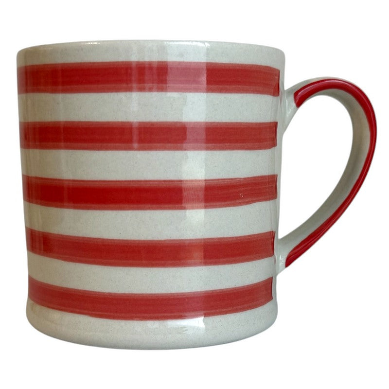Gisela Graham Red Stripe Stoneware Mug 38552 FRONT
