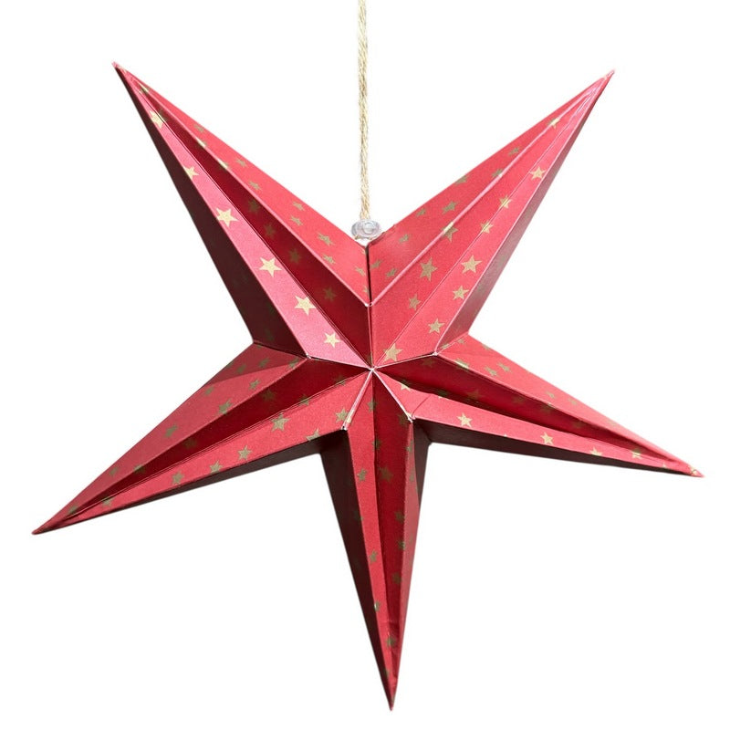 Gisela Graham Red & Gold Stars Paper Star Decoration 10938 front