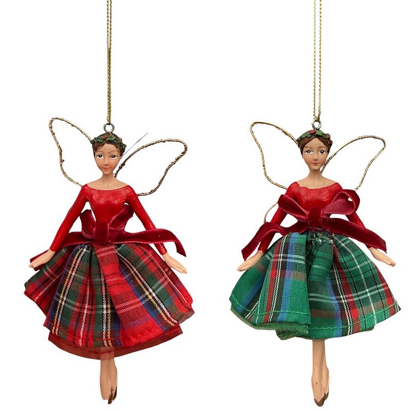 Gisela Graham Resin Fairy Tartan Skirt 13cm 11471 selection