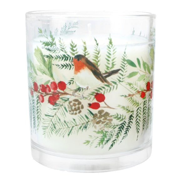 Gisela Graham Robin & Rosehips Boxed Cinnamon & Apple Candle Small 51674 votive