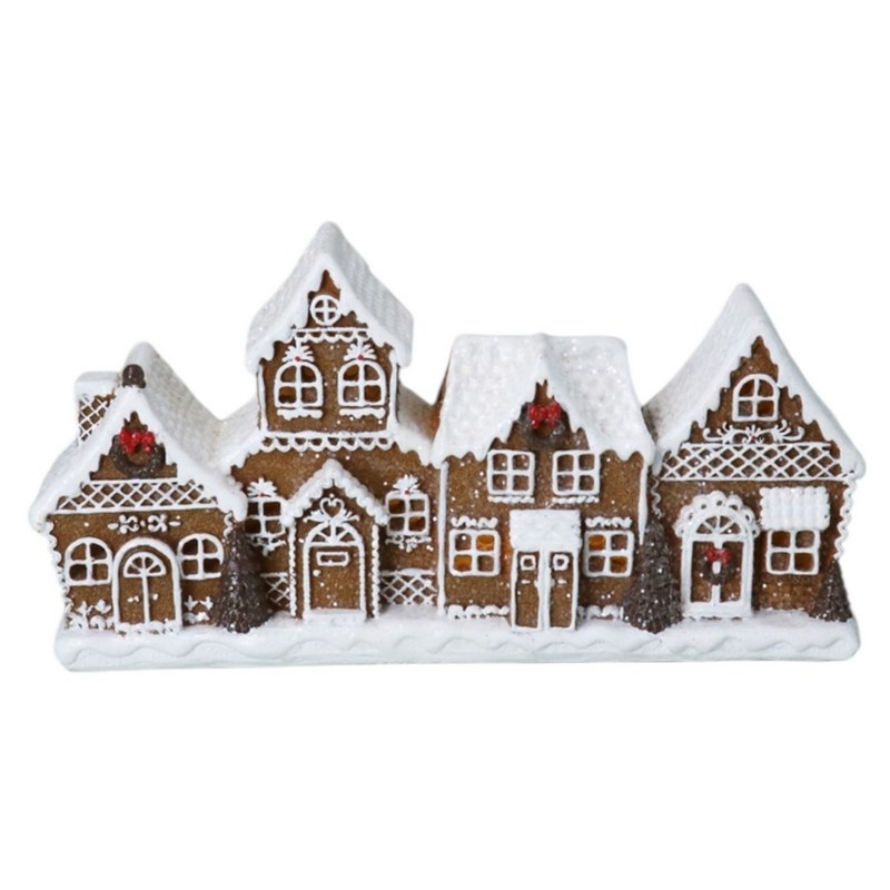 Gisela Graham White Iced LED Gingerbread Village Frieze 36113 front