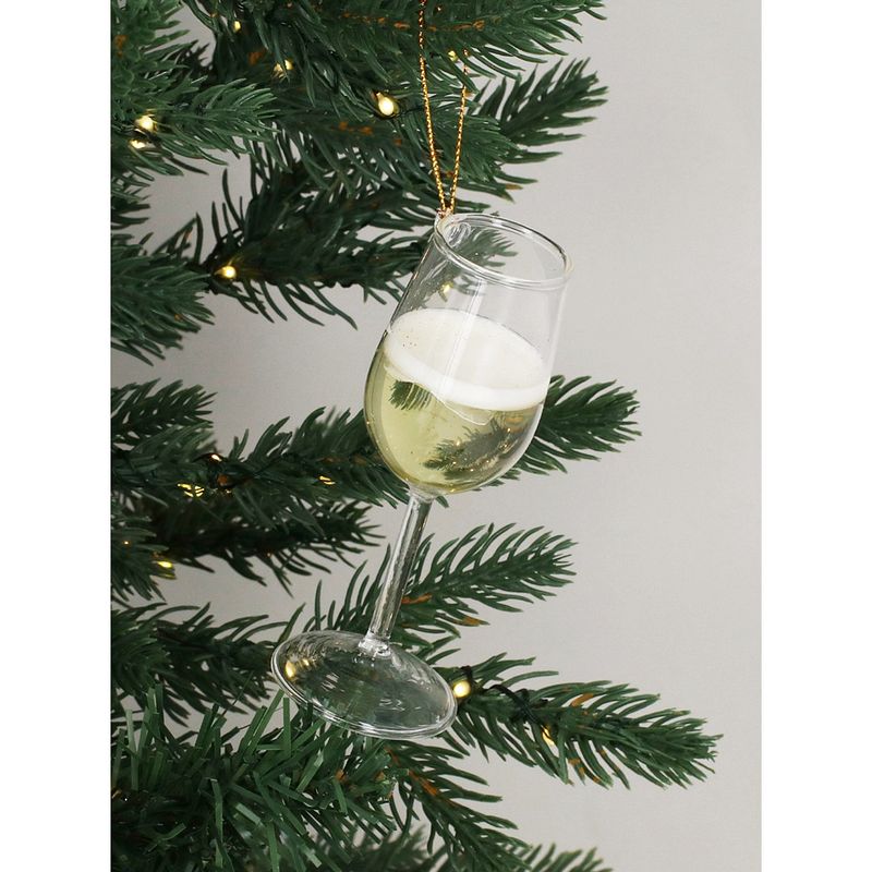 Gisela Graham White Wine Glass Decoration 02648 on tree