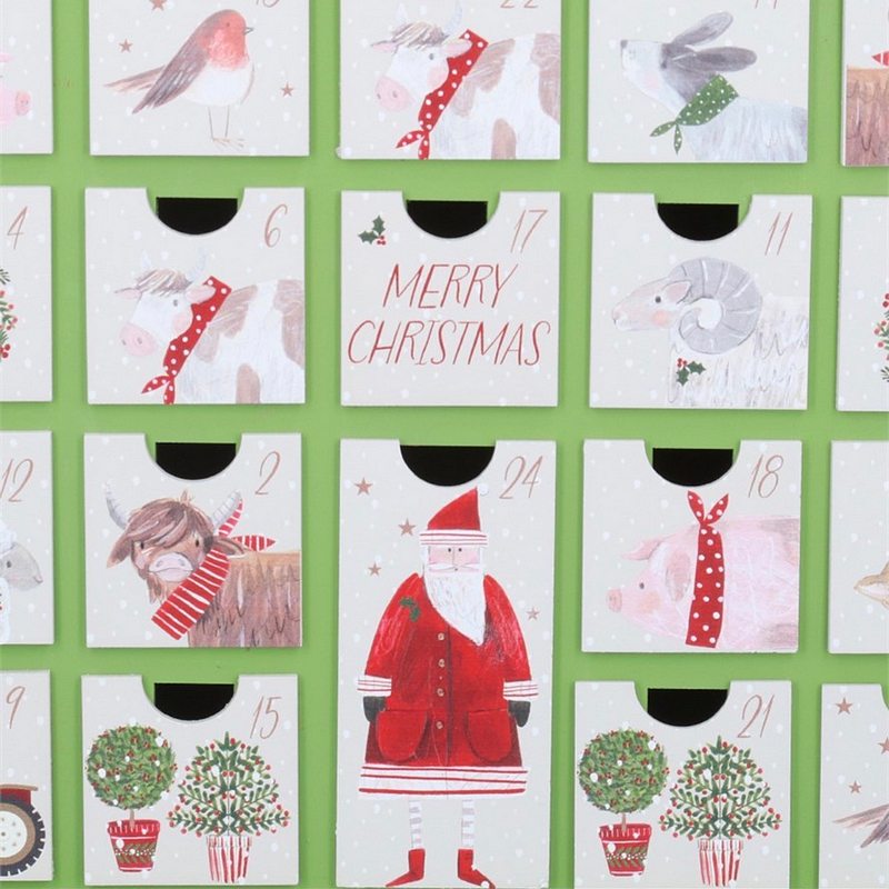 Gisela Graham Wooden Farm House Advent 39057 detail