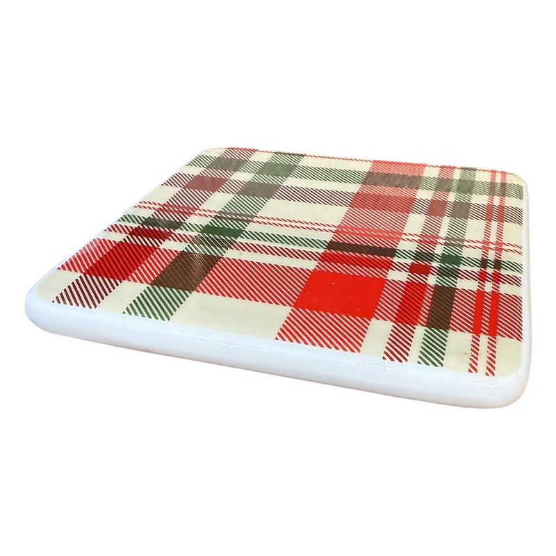Gisela Graham Woodland Plaid Porcelain Coaster 38519 side