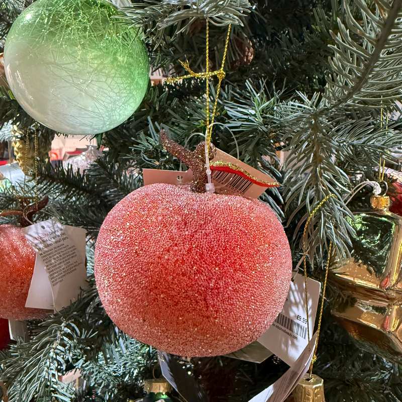 Gisela Graham Beaded Peach Glass Decoration 01024 on tree