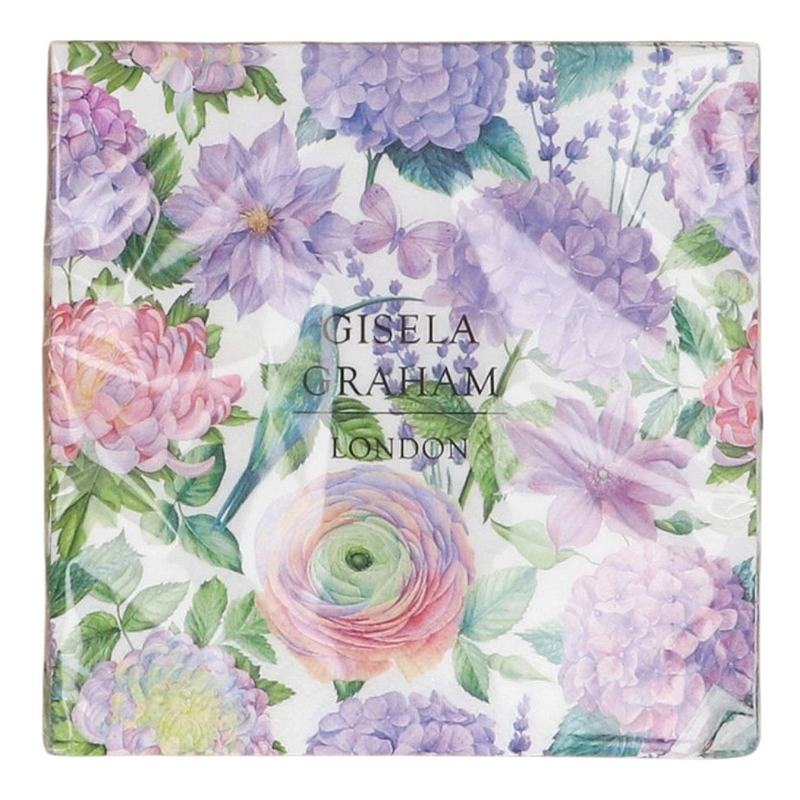 Gisela Graham Pack of 20 Paper Napkins Lilac Flowers and Hummingbird 36628 in packaging