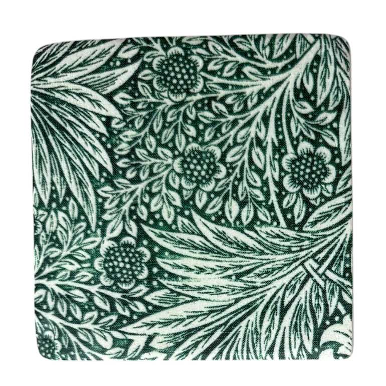 Gisela Graham Period Dark Green Floral Leaves Resin Coaster 37709 style 1