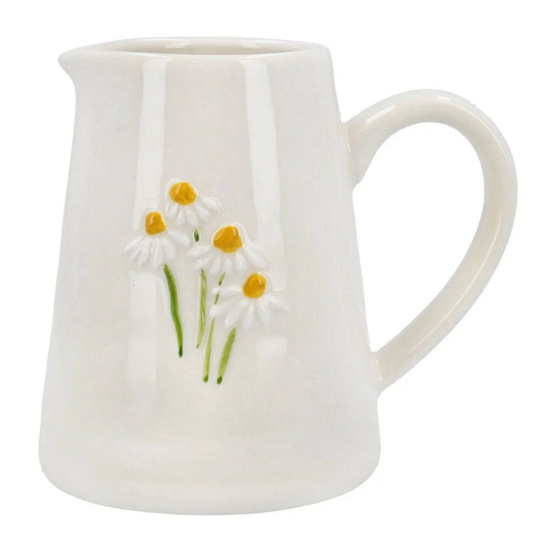 Gisela Graham White Daisies Stoneware Mini Jug 81532 front