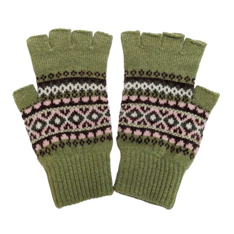 Old School Beauly Glen Affric Bothy Fingerless Gloves green