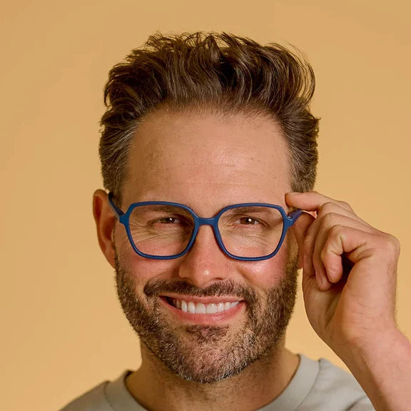 Goodlookers Reading Glasses Studio Matt Navy Blue GL2339 on male model front