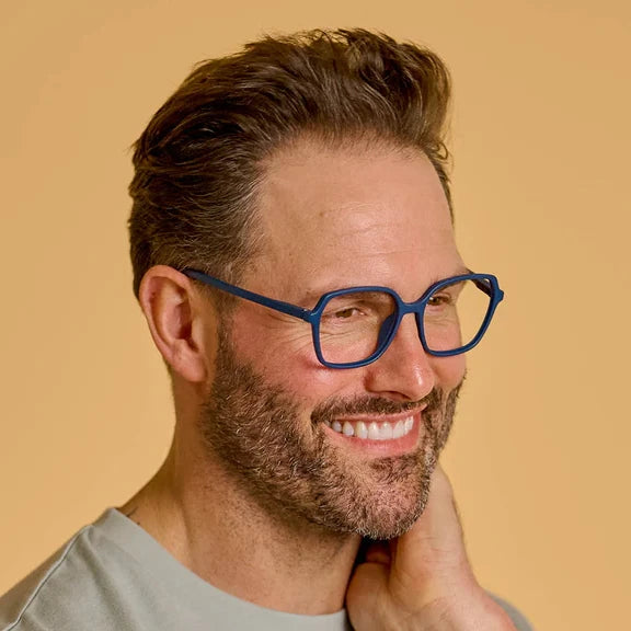 Goodlookers Reading Glasses Studio Matt Navy Blue GL2339 on male model side