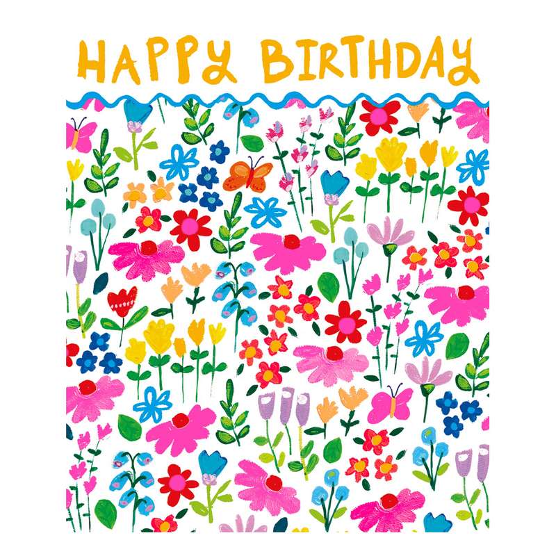 Happy Birthday Ditsy Flowers Card HD2455 front