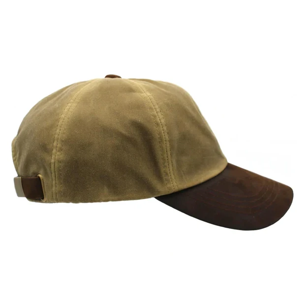 Heather Hats Hamilton Wax Leather Peak Baseball Cap Sand ZH009 main
