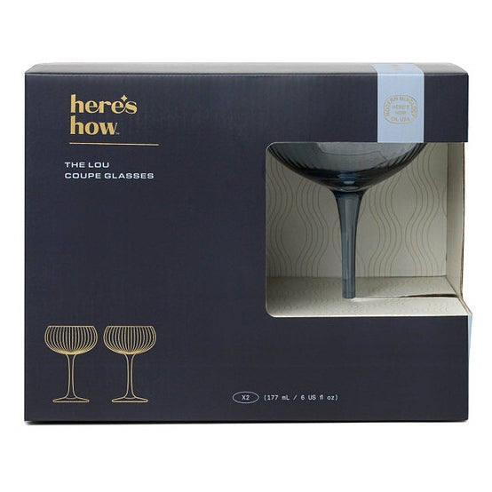 Here's How Lou Coupe Glass Blue Set of 2 HHC107 box front