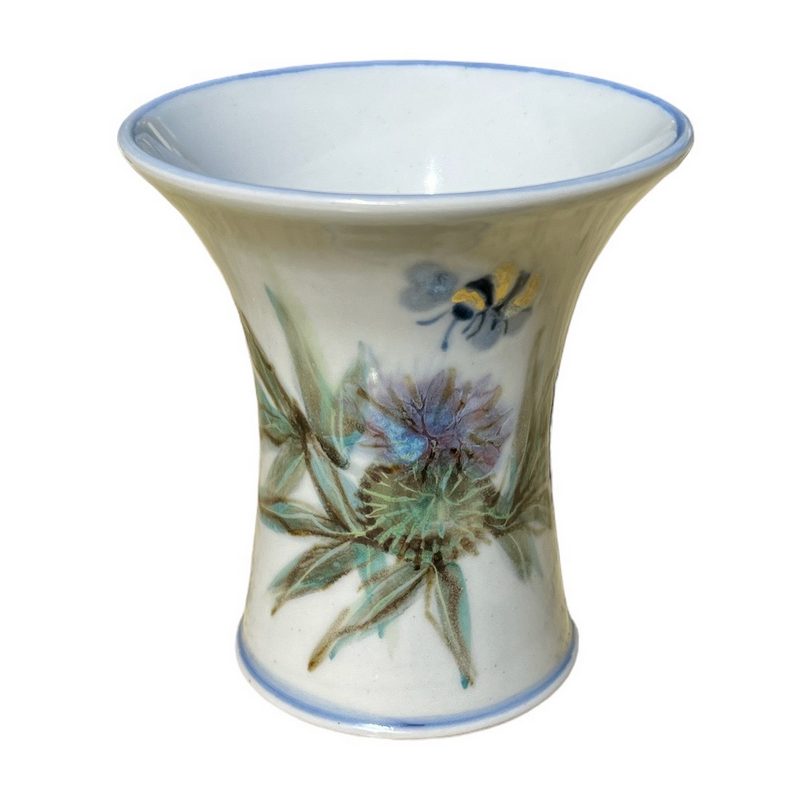 Highland Stoneware Thistle Cylinder Vase Extra Small 0851TH inside