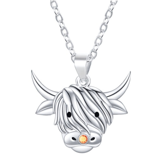 Highland Cow Pendant Necklace Sterling Silver HY2404 main