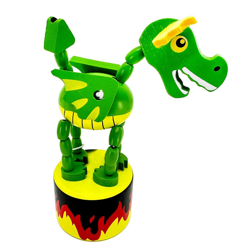 House Of Marbles Wooden Dancing Dragon Push-up Toy 220013 front green