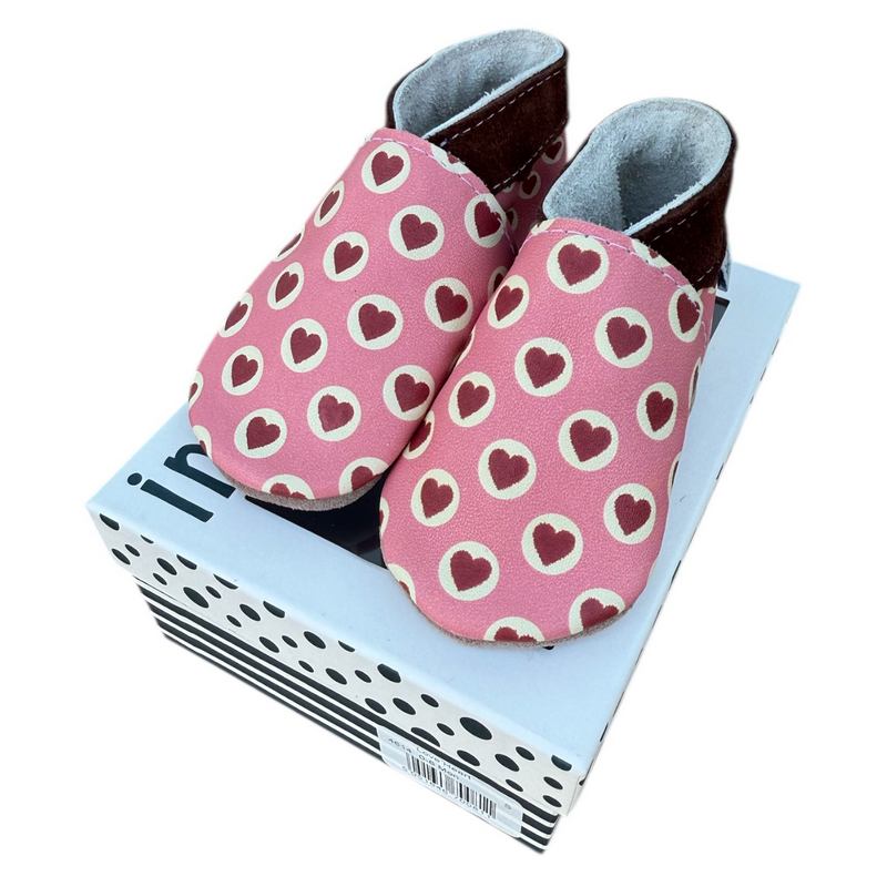Inch Blue Pink Love Hearts Baby Booties 4614 on box