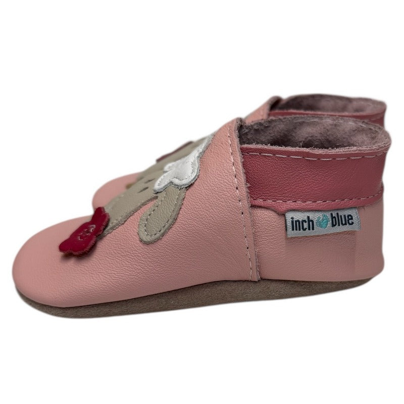 Inch Blue Sheep Soft Pink Leather Baby Booties side