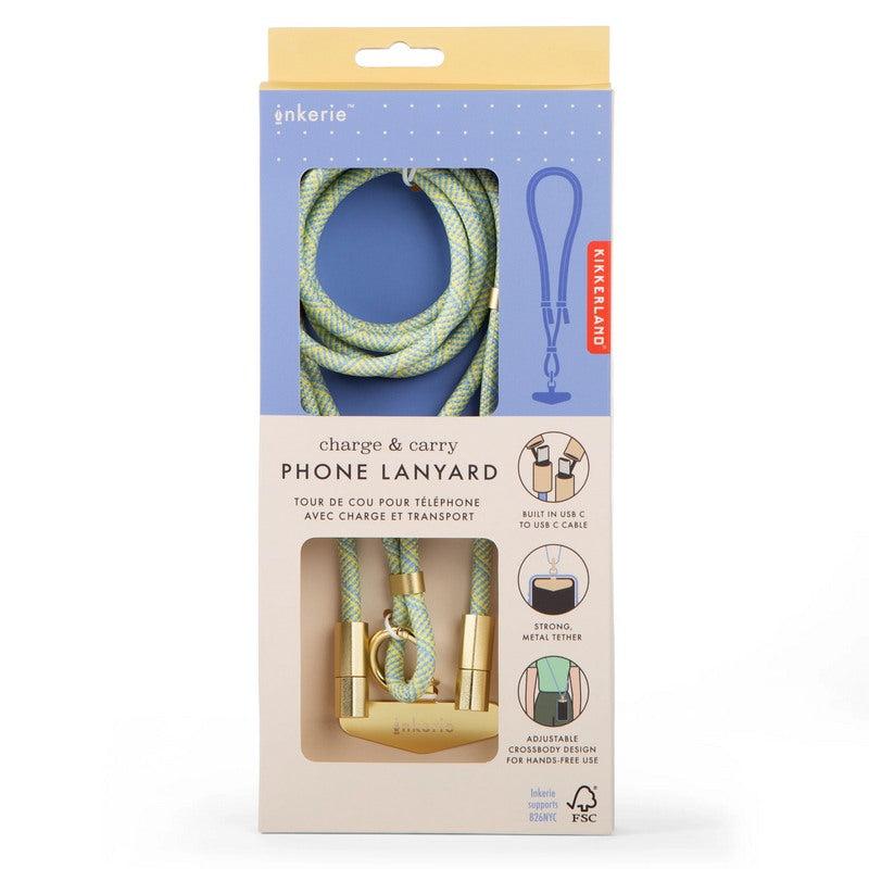 Inkerie Charge & Carry Phone Lanyard Blue INK38 package
