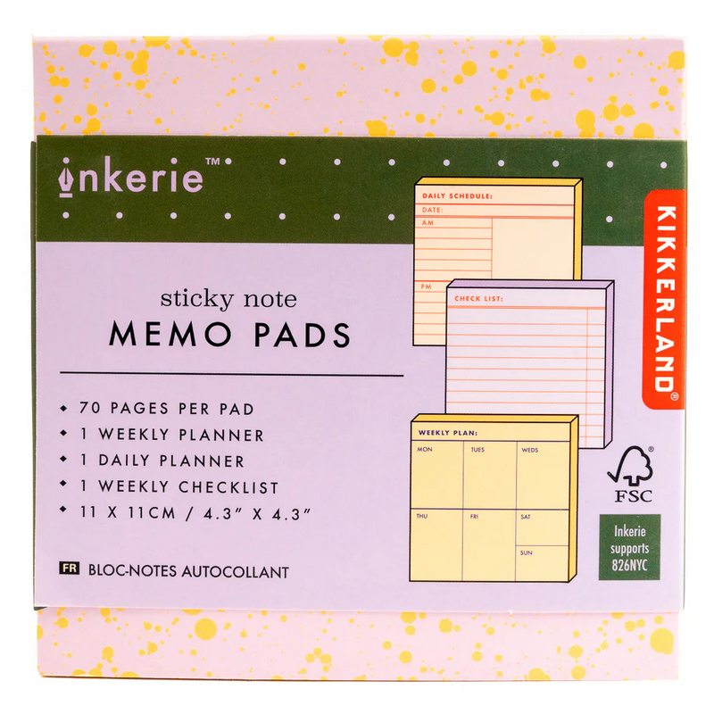 Inkerie Sticky Note Memo Pads Pack of 3 INK19-F front
