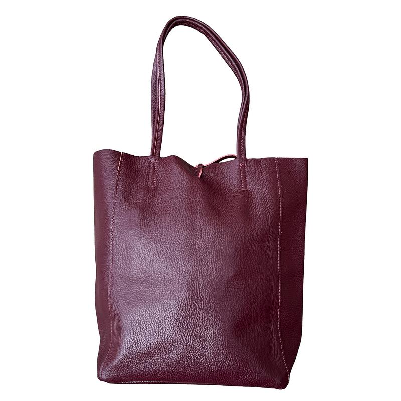 Italian Big Leather Tote in Burgundy PL215 back